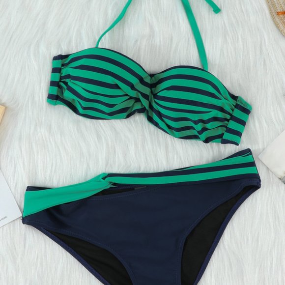 Green Halter Bandeau Bikini - Picture 8 of 16